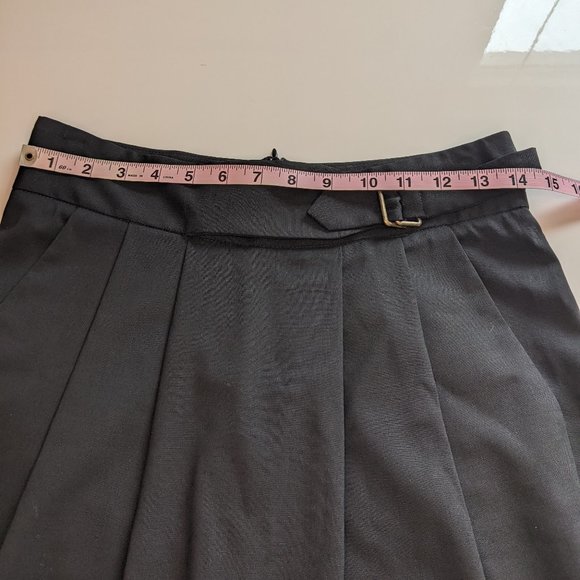 Lilith Paris Black Virgin Wool Pleated Mini Skirt with Integrated Belt - Picture 5 of 6